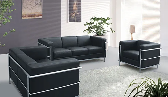 Modern black leather office furniture in a professional setting, highlighting office leather furniture solutions in Weddington, NC