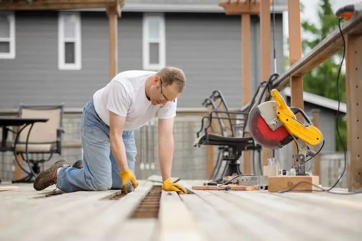A professional man is assembling deck in Fort Mill, NC.